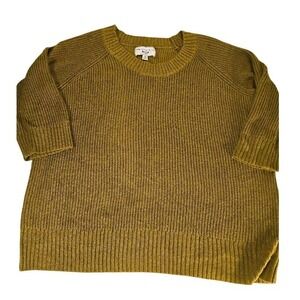 Avenue Sweater Collection Womens 22 24 Olive Green Ribbed Knit 3/4 Sleeve